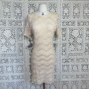 Vintage NWT Nina Piccalino‎ Cream Lace Dress With Open Back Sz Medium